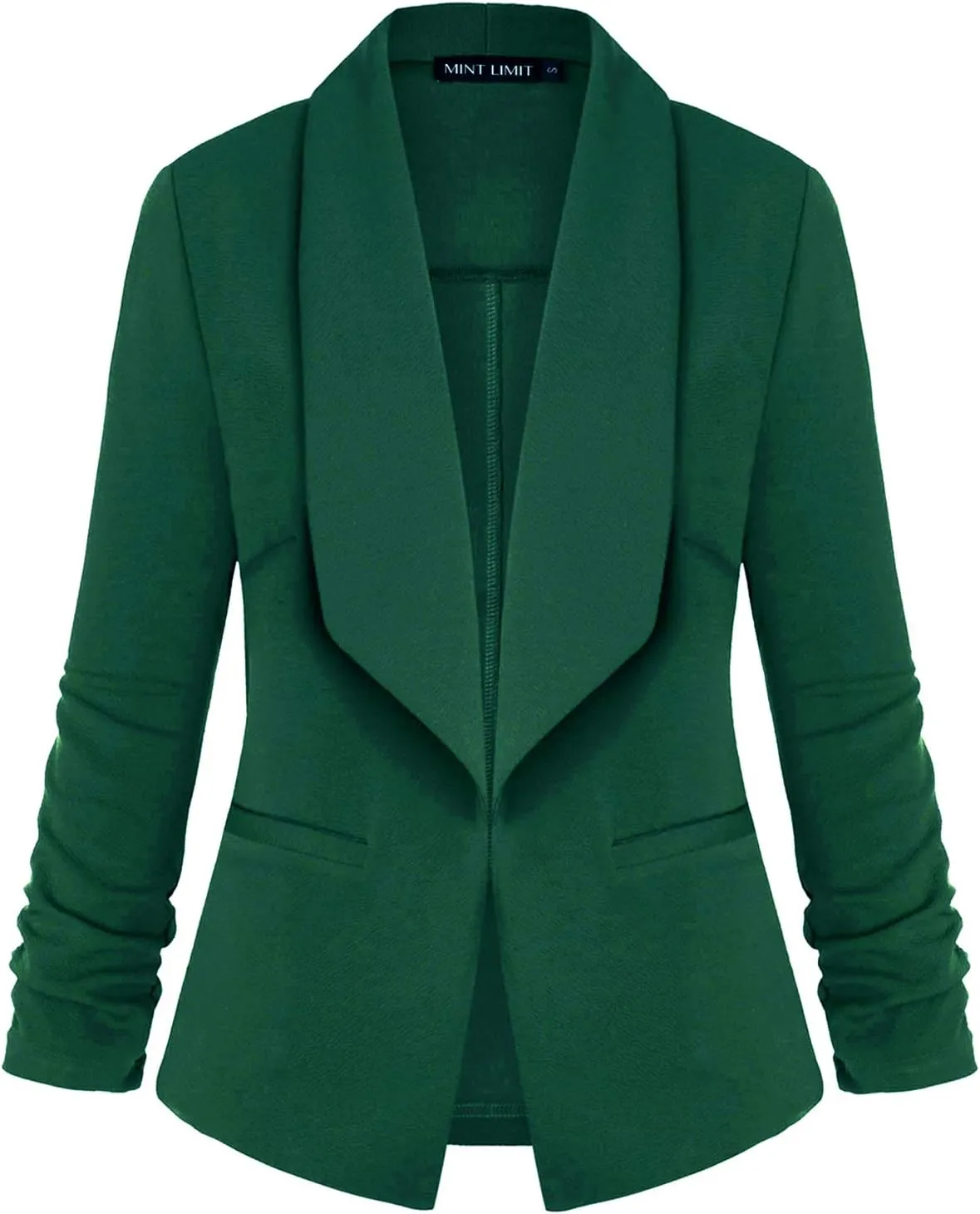 Unifizz Womens Casual Blazer Pockets Open Front Cardigan Work Office Jacket 3/4 Sleeve