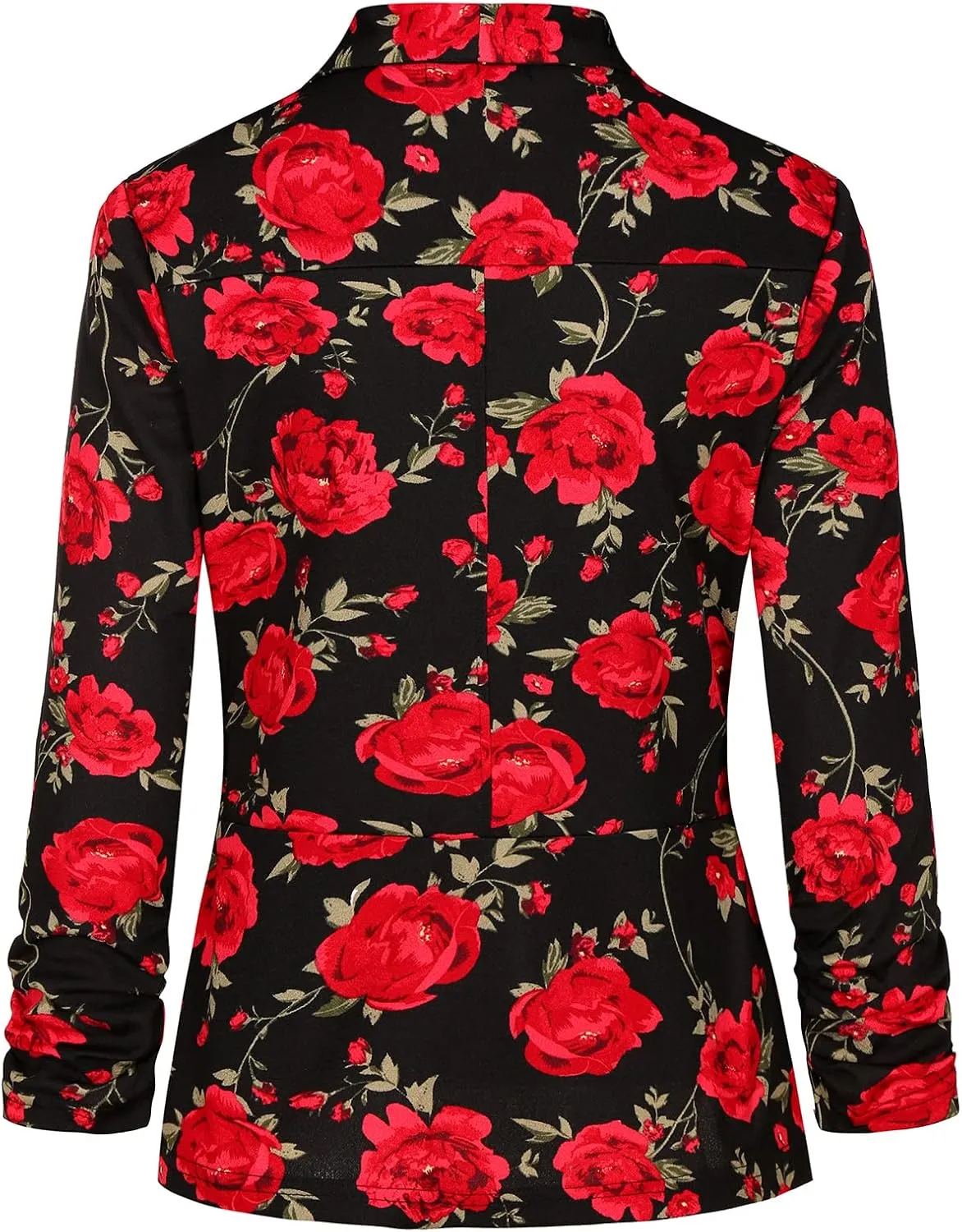 Unifizz Womens Casual Blazer Pockets Open Front Cardigan Work Office Jacket 3/4 Sleeve