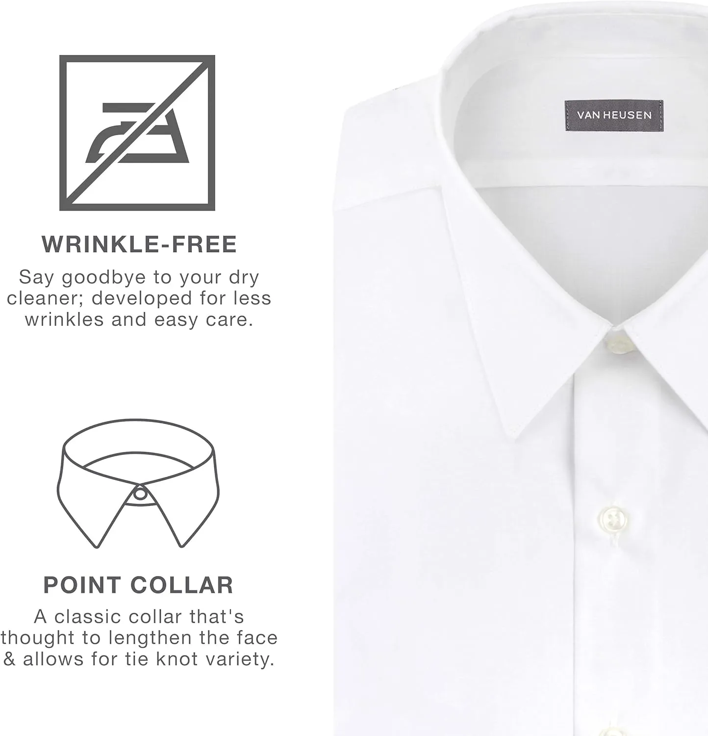 Van Heusen Men's Short Sleeve Dress Shirt Regular Fit Poplin Solid