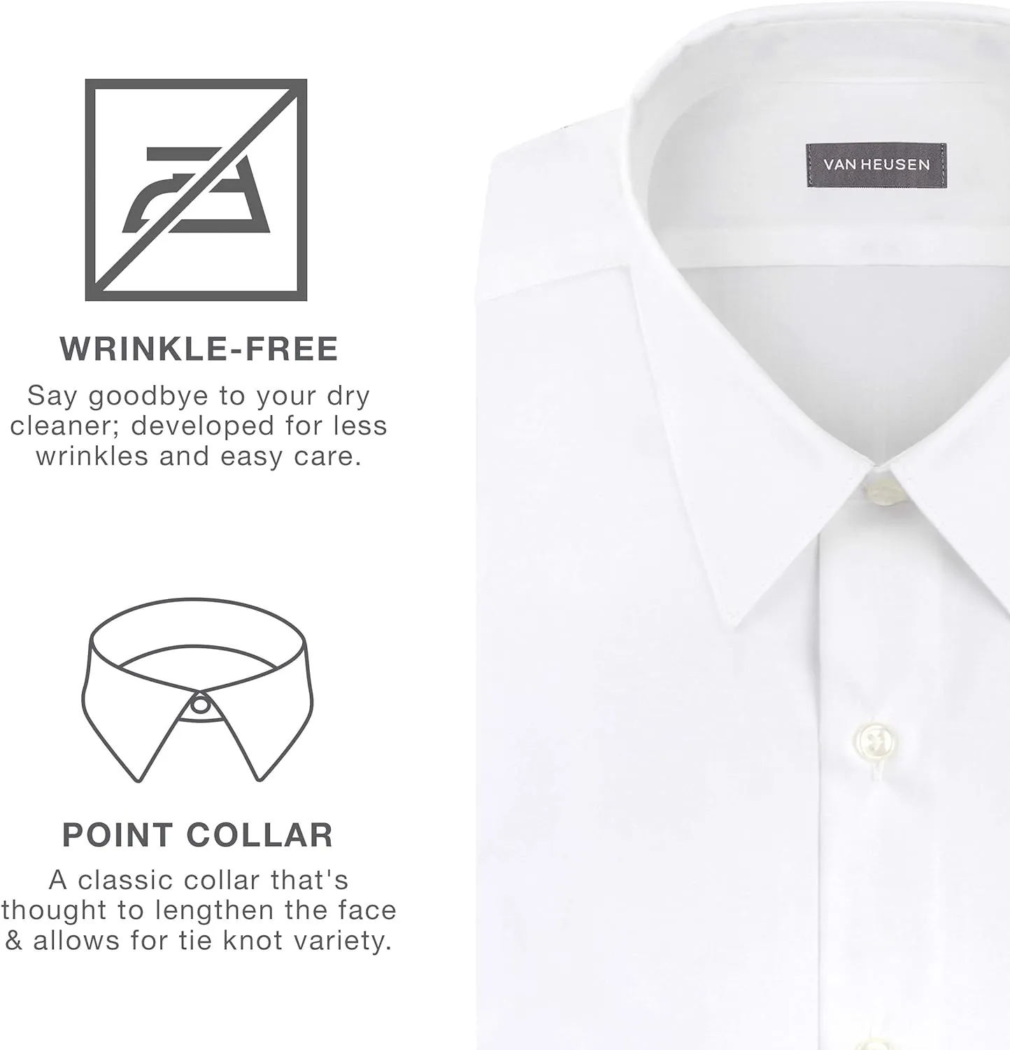Van Heusen Men's Short Sleeve Dress Shirt Regular Fit Poplin Solid