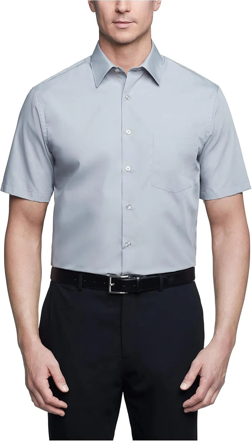Van Heusen Men's Short Sleeve Dress Shirt Regular Fit Poplin Solid