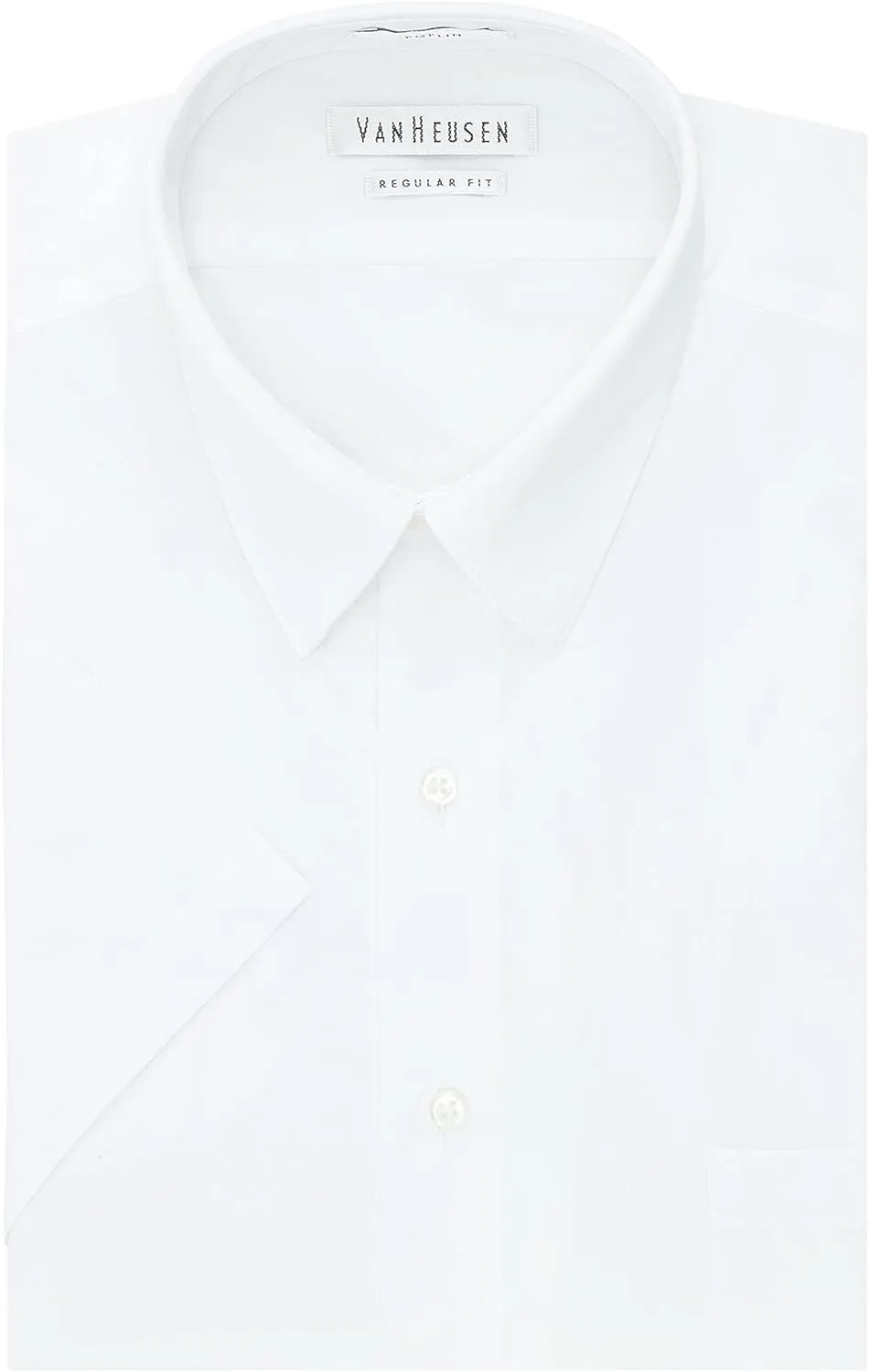 Van Heusen Men's Short Sleeve Dress Shirt Regular Fit Poplin Solid