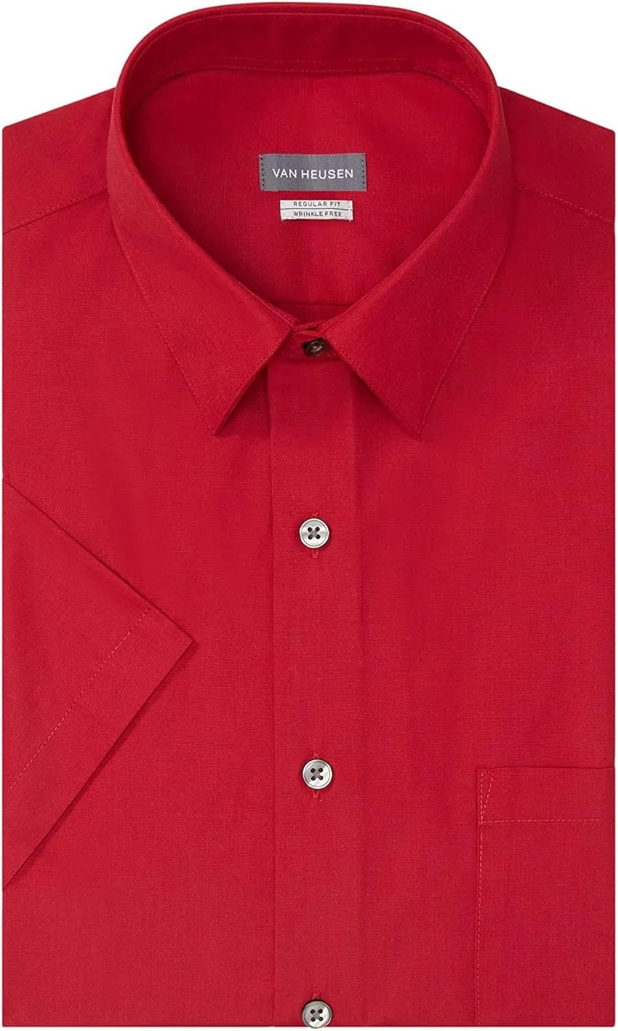 Van Heusen Men's Short Sleeve Dress Shirt Regular Fit Poplin Solid