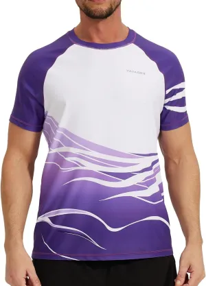 VAYAGER Men's Swim Shirt UPF 50  UV Sun Protection Quick Dry Rash Guard Shirts Short Sleeve Surf Shirt Fishing Beach T-Shirt
