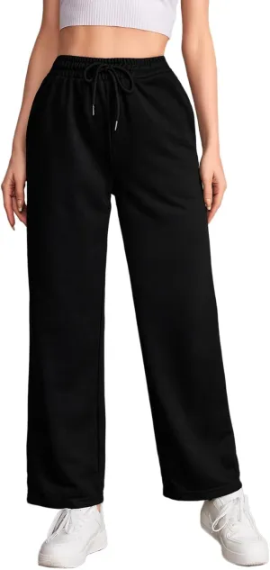 Verdusa Women's Drawstring Elastic Waist Straight Leg Sweatpants Joggers