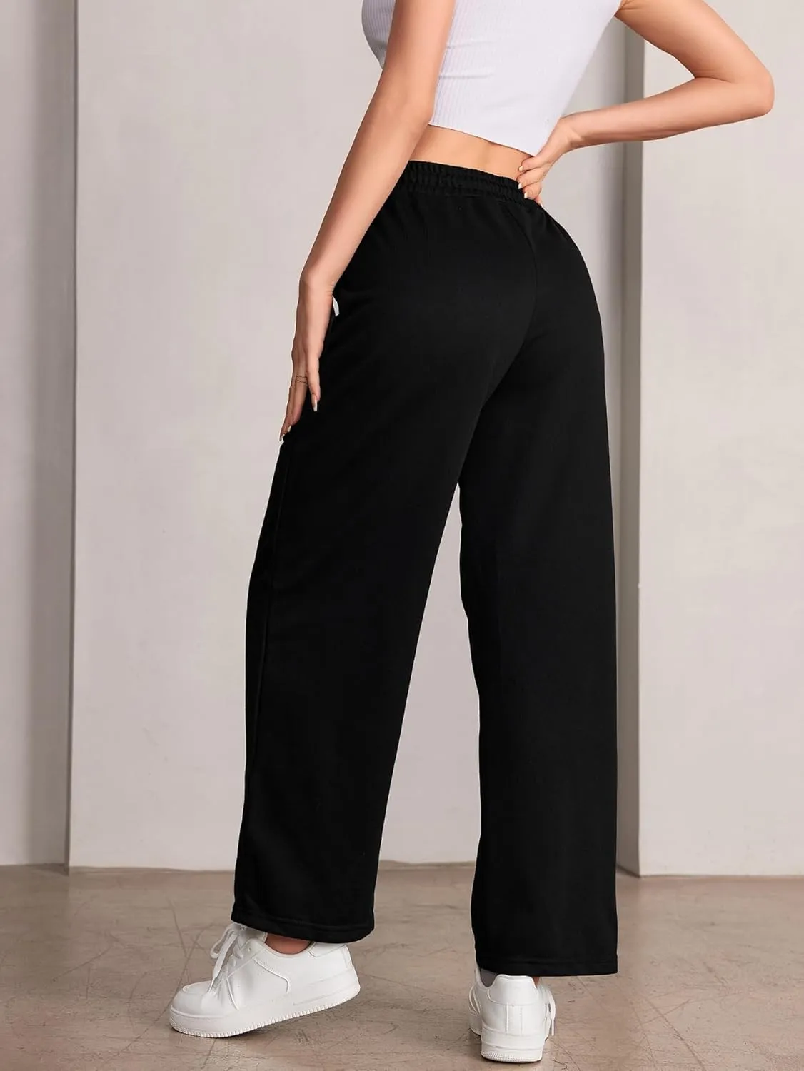 Verdusa Women's Drawstring Elastic Waist Straight Leg Sweatpants Joggers