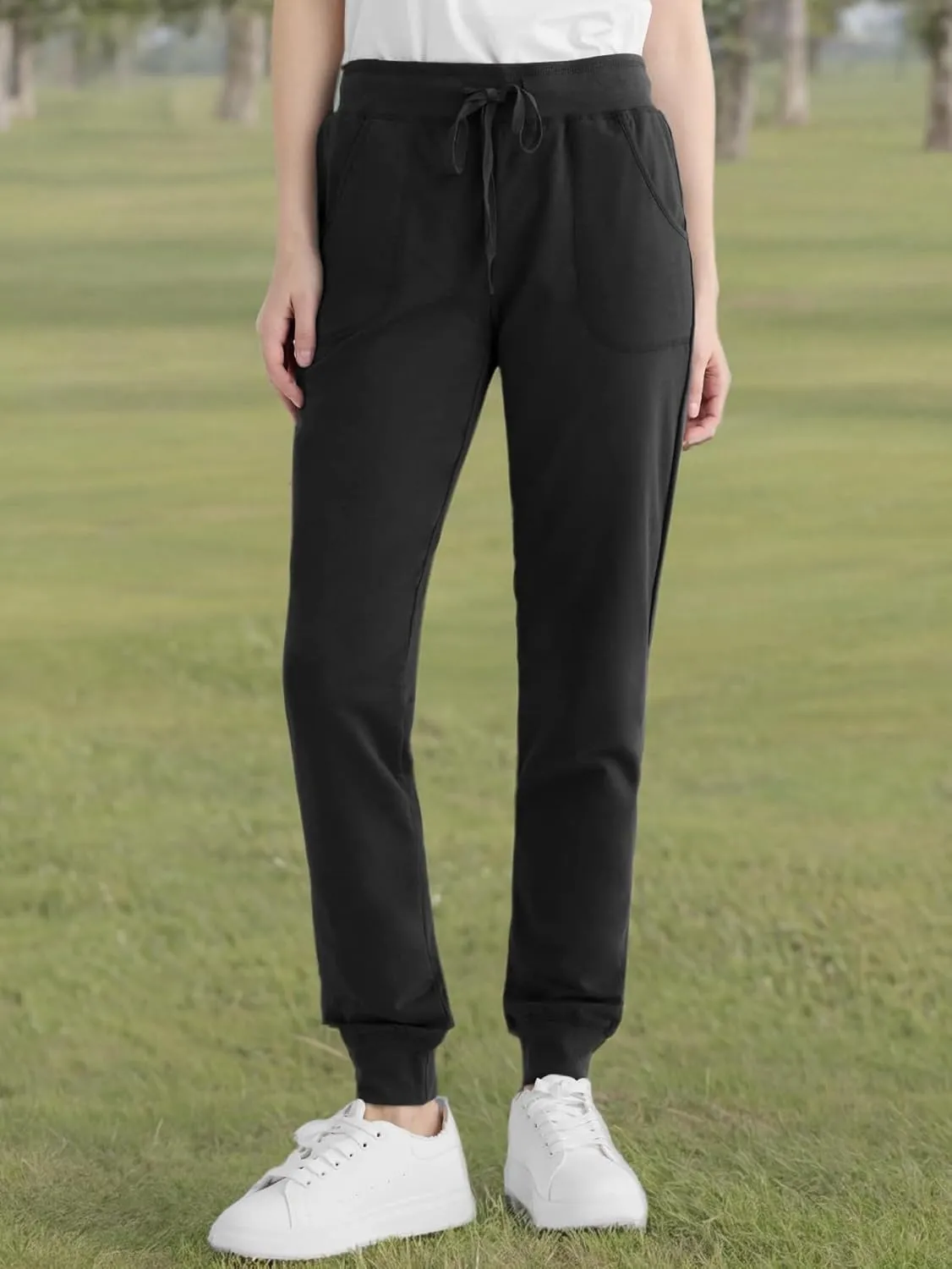 Weintee Women's Cotton Jersey Pocket Joggers