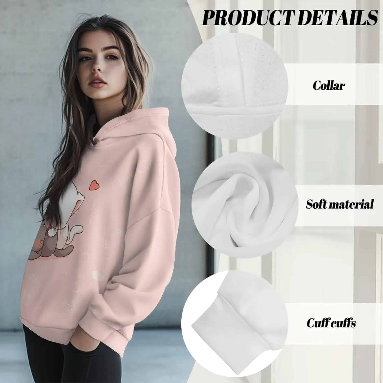 WELLFLYHOM Oversize Sweatshirt Fashion Hoodies for Women Fall Outfits Long Sleeve Shirts Pullover Jacket S-2XL