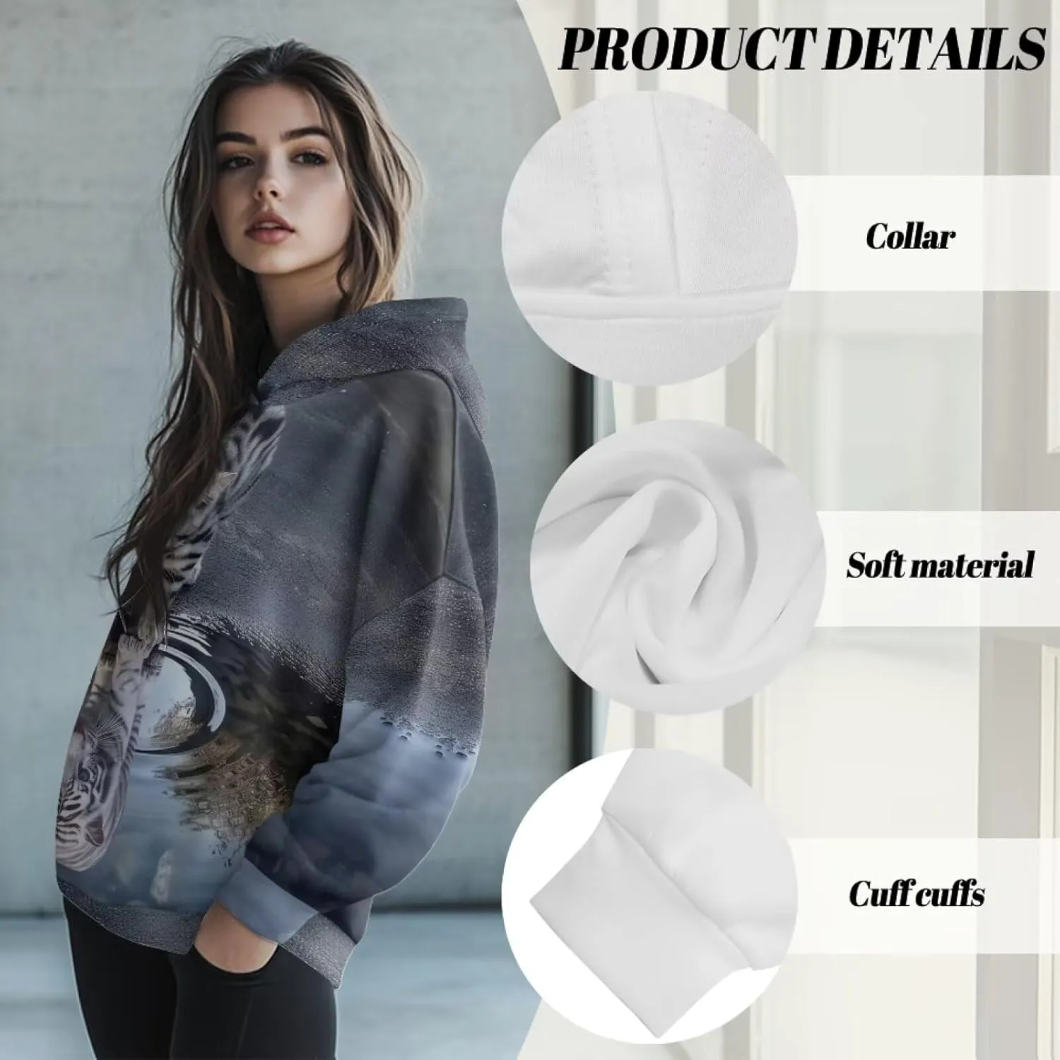 WELLFLYHOM Oversize Sweatshirt Fashion Hoodies for Women Fall Outfits Long Sleeve Shirts Pullover Jacket S-2XL
