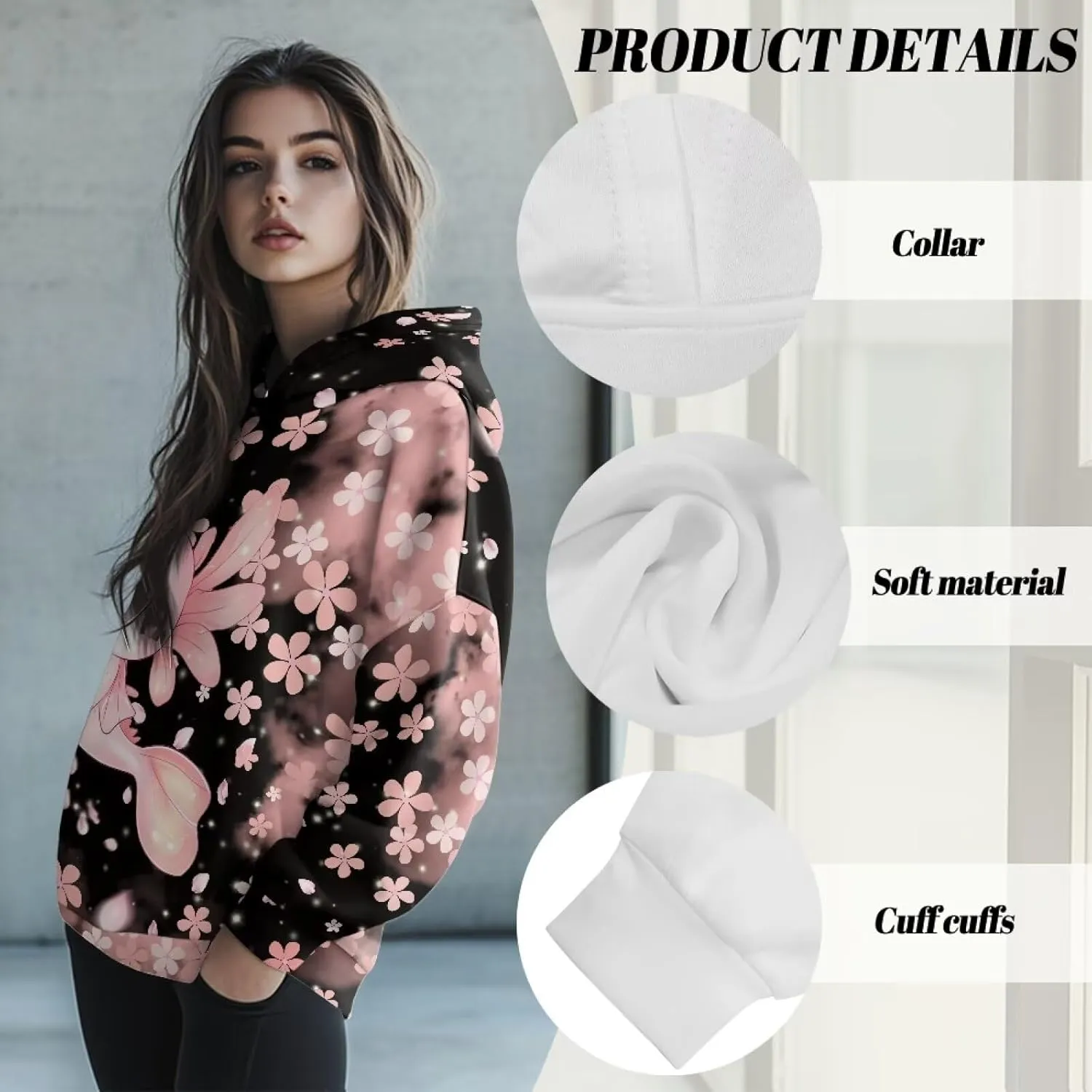 WELLFLYHOM Oversize Sweatshirt Fashion Hoodies for Women Fall Outfits Long Sleeve Shirts Pullover Jacket S-2XL