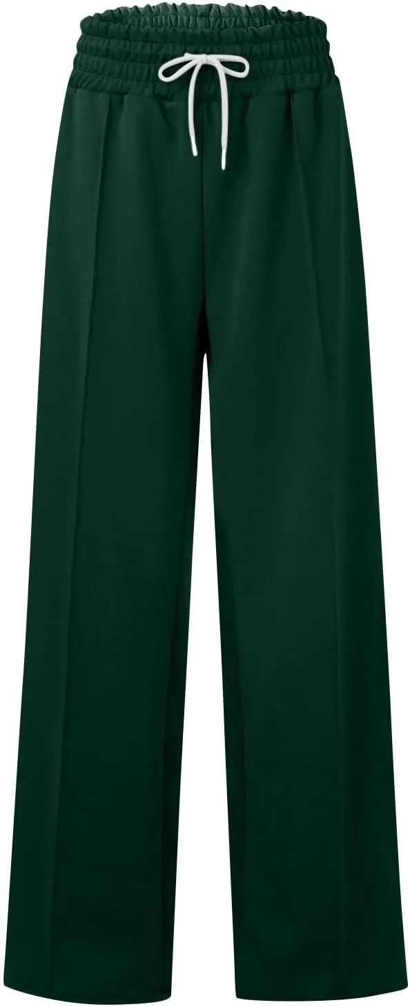 Wide Leg Sweatpants Women Trendy High Waisted Straight Leg Sweatpant for Women Lounge Workout Baggy Stretch Sweatpant