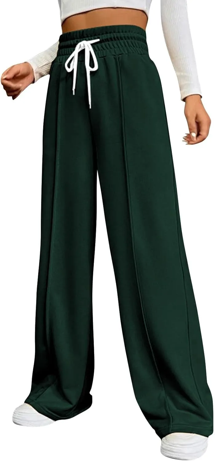 Wide Leg Sweatpants Women Trendy High Waisted Straight Leg Sweatpant for Women Lounge Workout Baggy Stretch Sweatpant