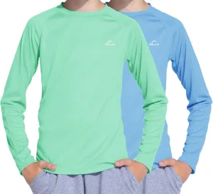 Willit Boys Rash Guard Swim Shirt UPF 50  Sun Protection Shirt Long Sleeve SPF Youth Fishing Quick Dry Shirt