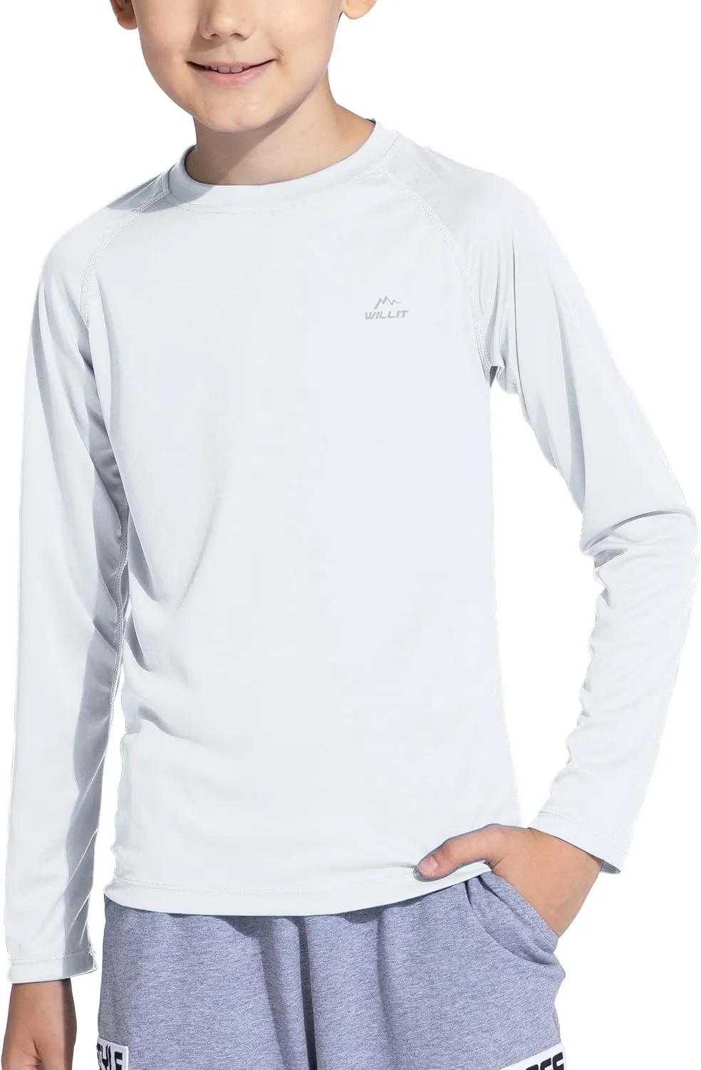 Willit Boys Rash Guard Swim Shirt UPF 50  Sun Protection Shirt Long Sleeve SPF Youth Fishing Quick Dry Shirt