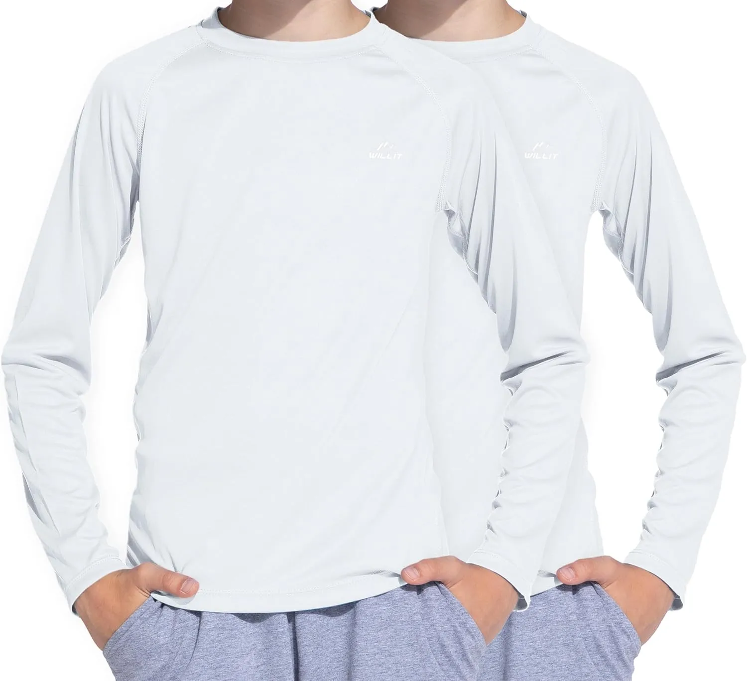 Willit Boys Rash Guard Swim Shirt UPF 50  Sun Protection Shirt Long Sleeve SPF Youth Fishing Quick Dry Shirt