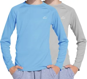 Willit Boys Rash Guard Swim Shirt UPF 50  Sun Protection Shirt Long Sleeve SPF Youth Fishing Quick Dry Shirt