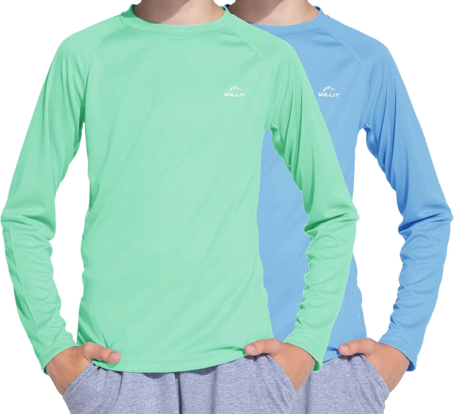 Willit Boys Rash Guard Swim Shirt UPF 50  Sun Protection Shirt Long Sleeve SPF Youth Fishing Quick Dry Shirt