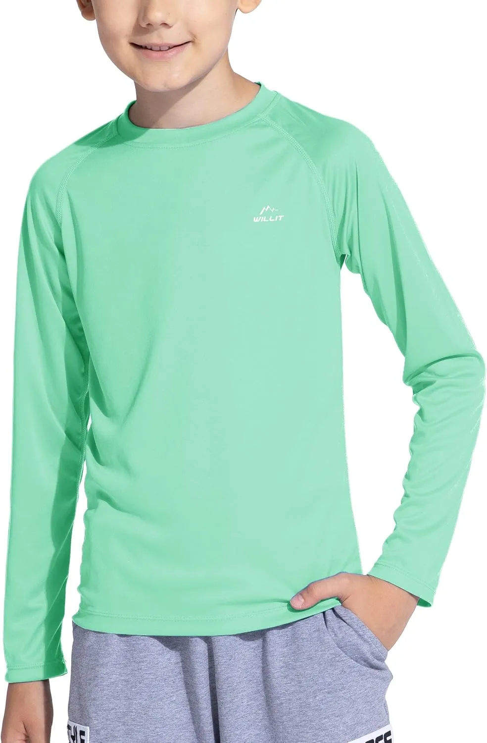 Willit Boys Rash Guard Swim Shirt UPF 50  Sun Protection Shirt Long Sleeve SPF Youth Fishing Quick Dry Shirt