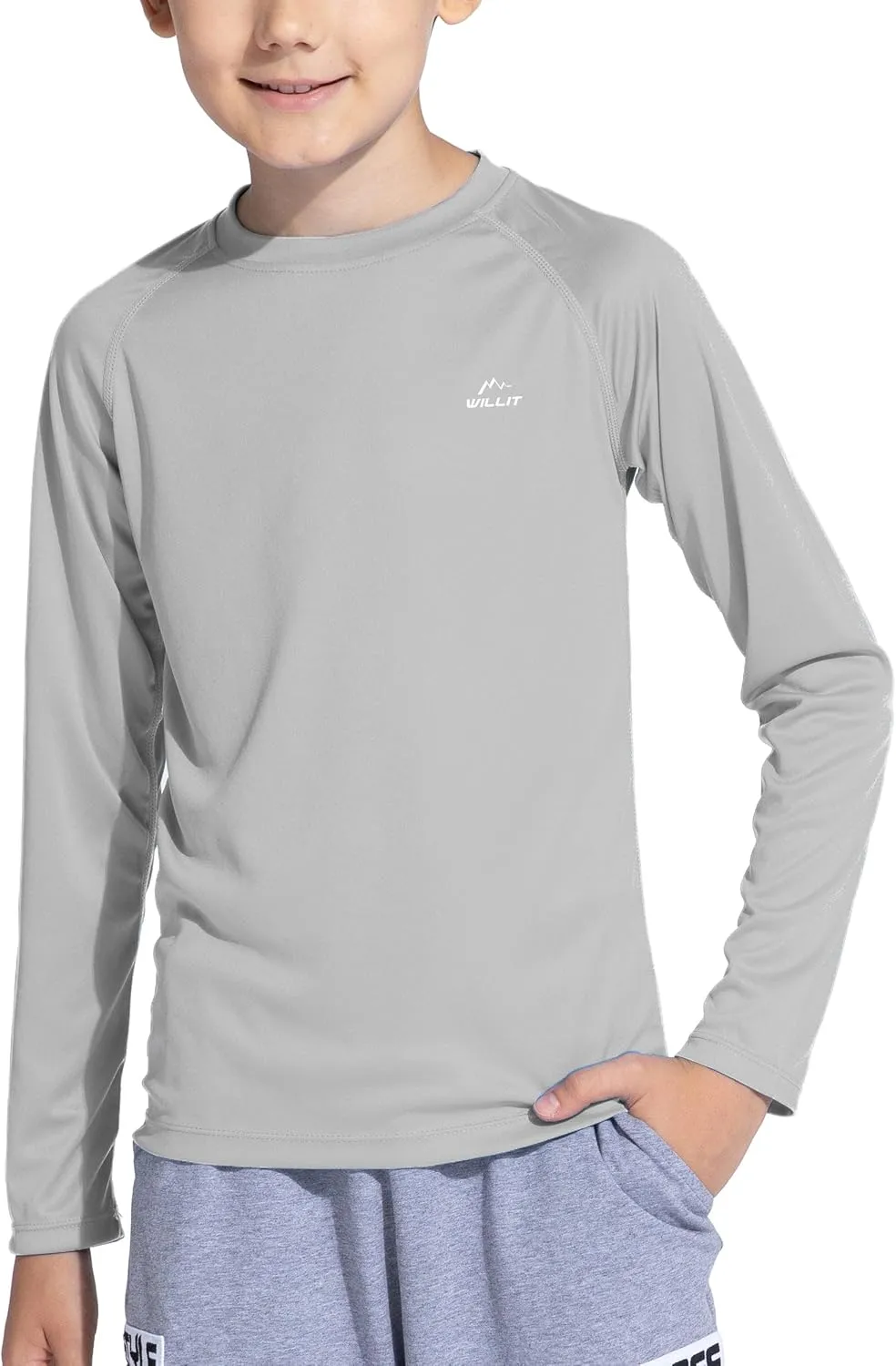 Willit Boys Rash Guard Swim Shirt UPF 50  Sun Protection Shirt Long Sleeve SPF Youth Fishing Quick Dry Shirt