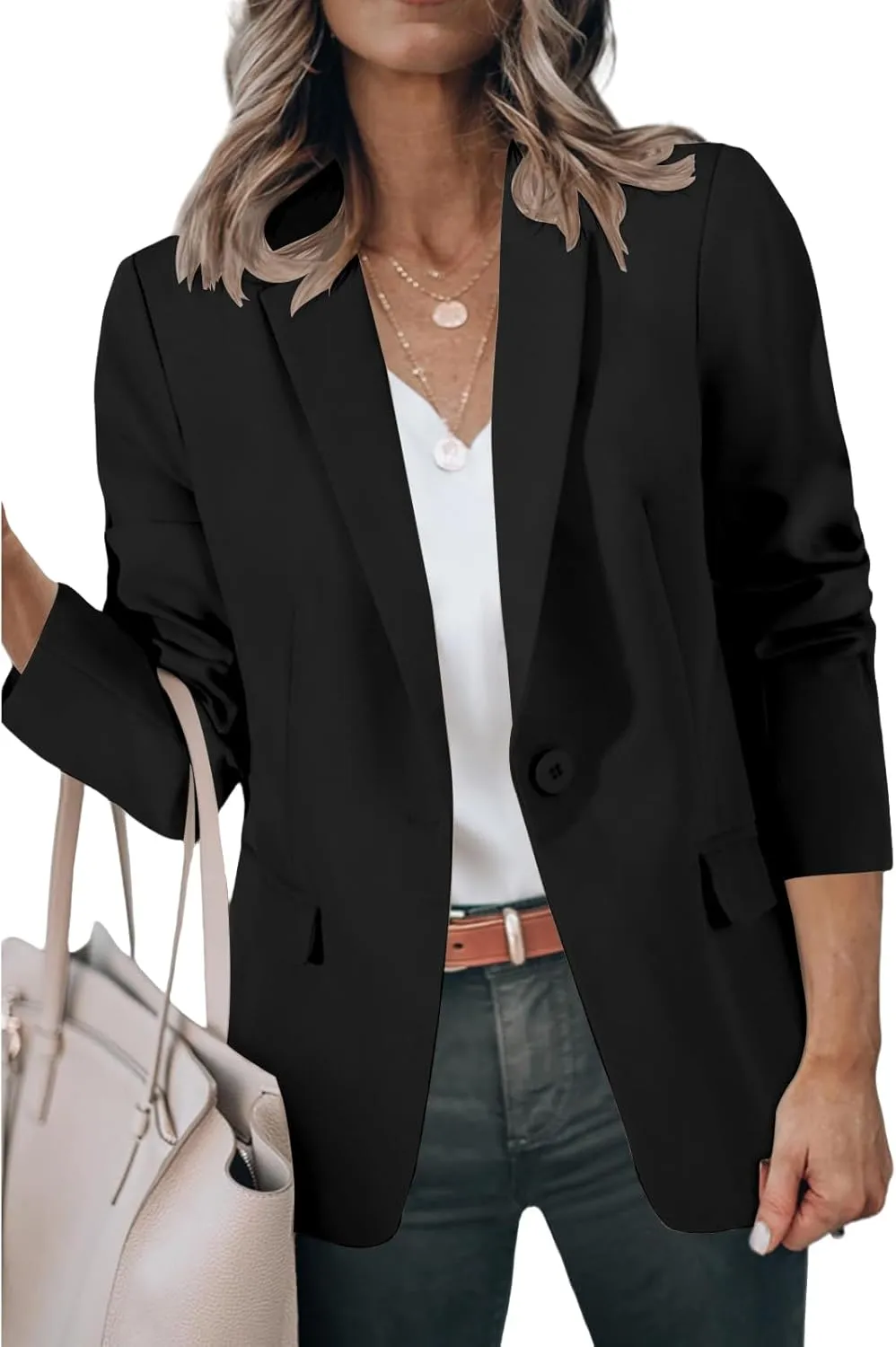 Women Blazers for Work Casual Open Front Long Sleeve Work Office Suit Jackets Lightweight Formal Business Blazer Coat