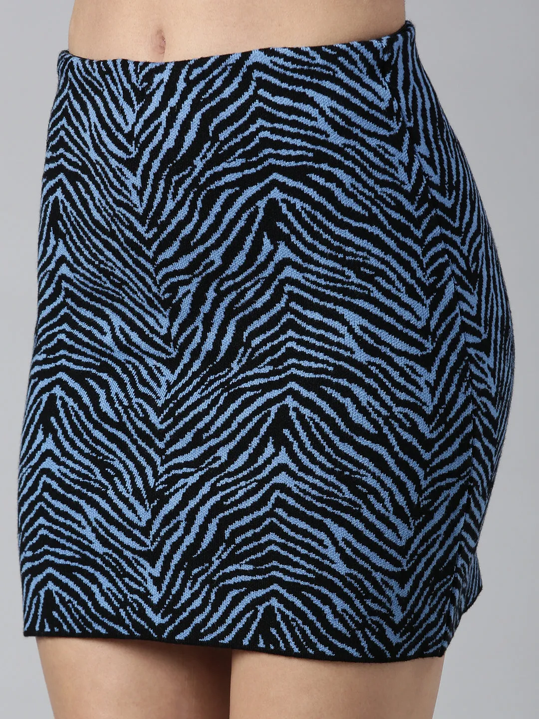 Women Blue Abstract Printed Mini Skirts