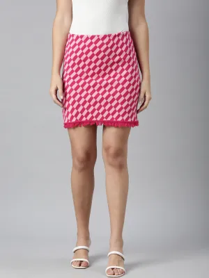 Women Pink Printed Pencil Mini Skirts