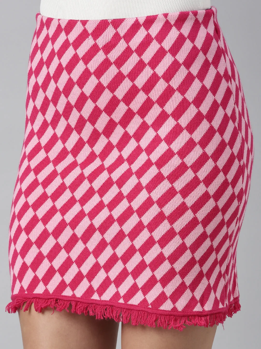 Women Pink Printed Pencil Mini Skirts