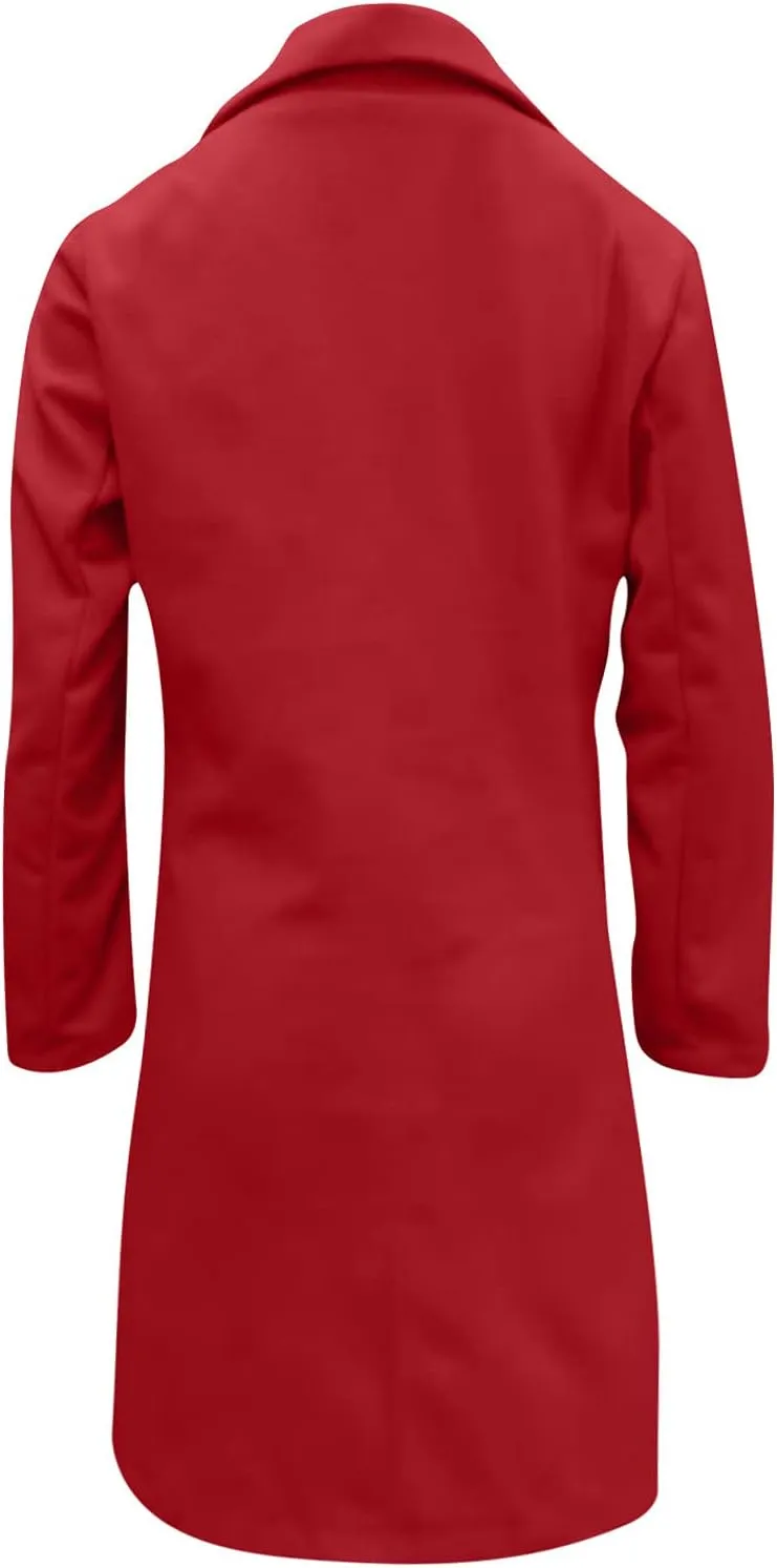 Women's Basic Wool Blend Pea Coats,Essential Double Breasted Midi Wool Blend Pea Coats Blazer Warm Winter Big Jackets