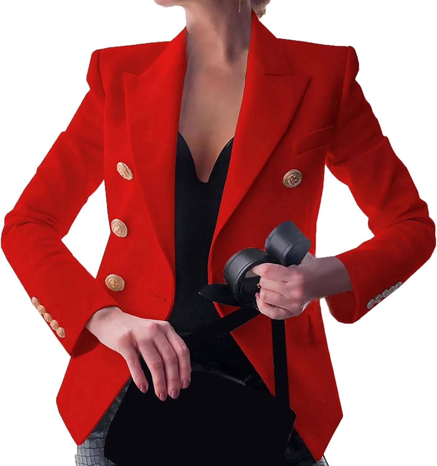 Womens Blazer Fashion Casual 2024 Office Work Button Jackets Long Sleeve Open Front Loose Lightweight Blazers