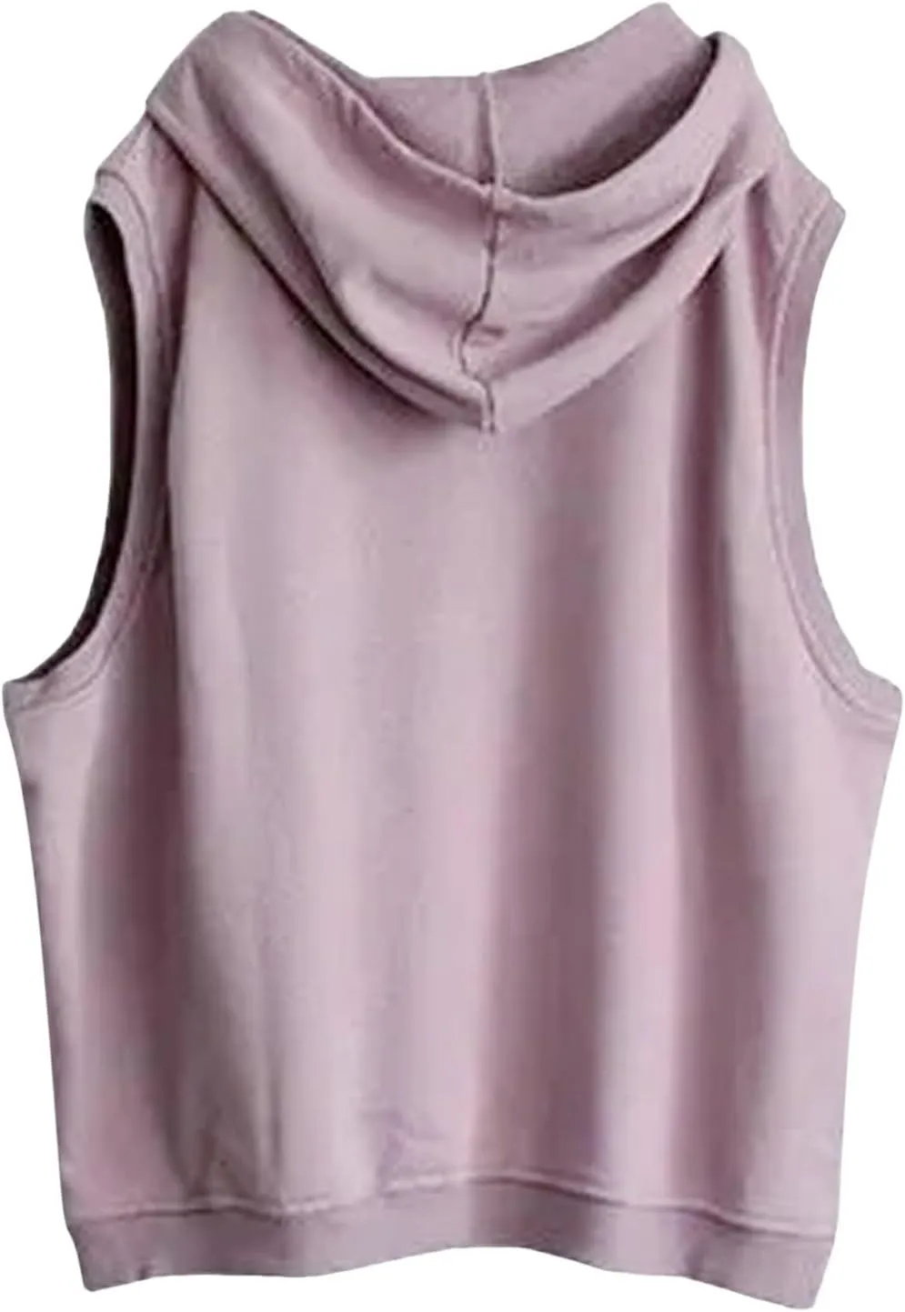 Women's Fashion Solid Hoodies Sweatshirts Sleeveless Drawstring Oversized Tops Loose Fit Pullover Shirts with Pocket