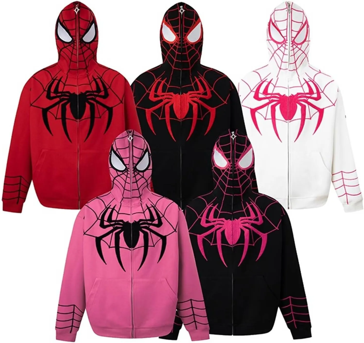 Womens Fashion Y2K Hoodies Long Sleeve Full Zip Up Sweatshirts Halloween Spider Graphic Oversize Pullover Goth Jacket