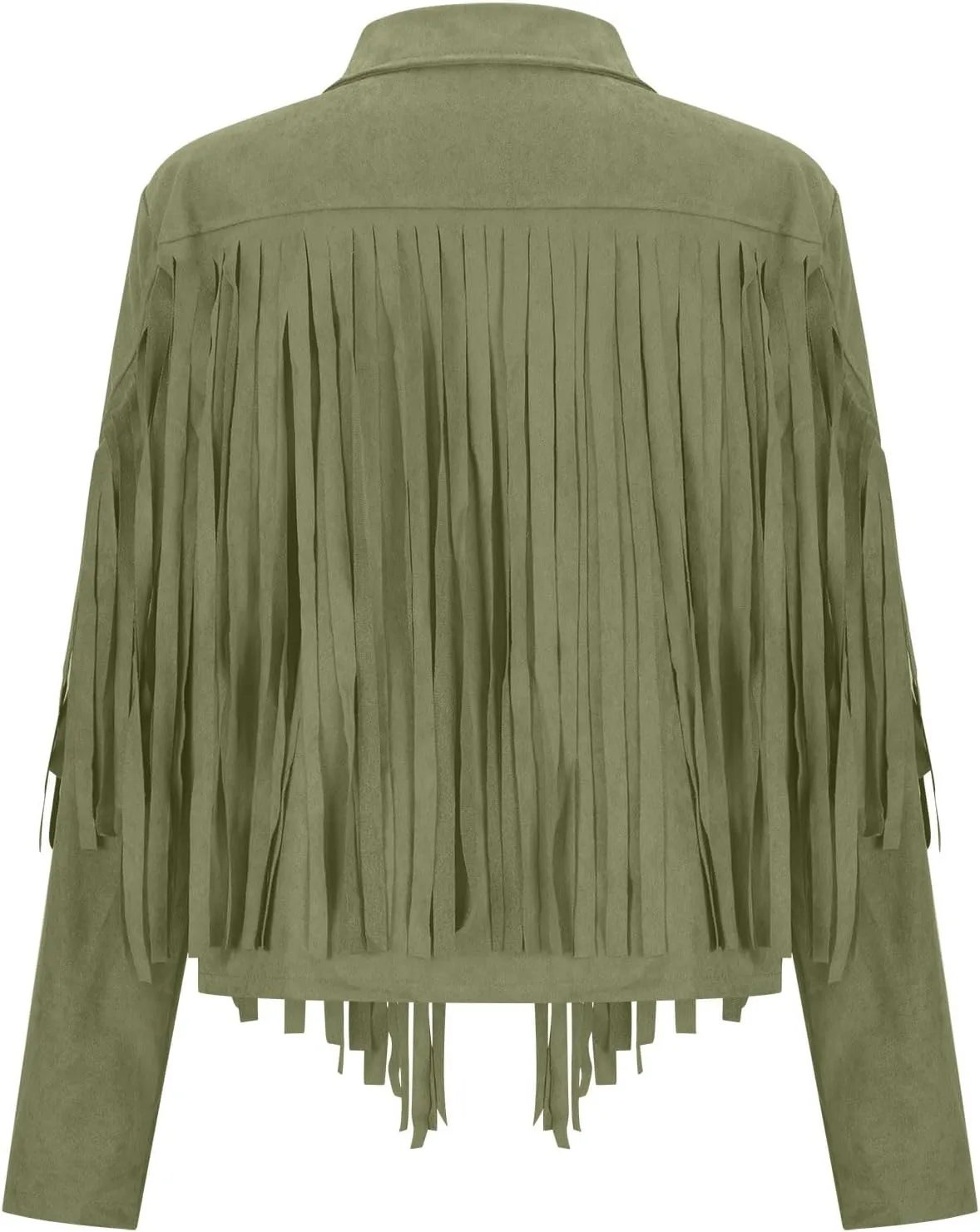 Women's Fringe Jacket Faux Suede Leather Jackets 2024 Fashion Tassel Motorcycle Cropped Coats Long Sleeve Coat