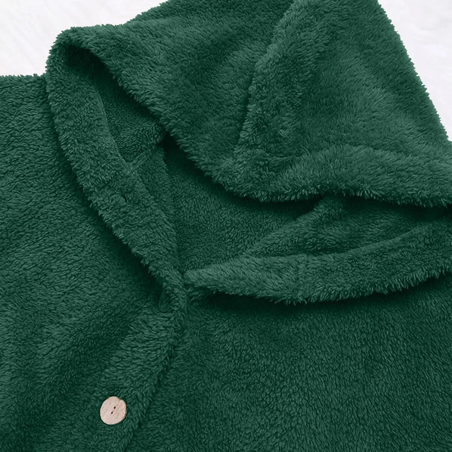 Women's Fuzzy Fleece Coat Plus Size Shearling Jacket Oversized Hoodie Sweater Coat Button Down Outerwear with Pockets