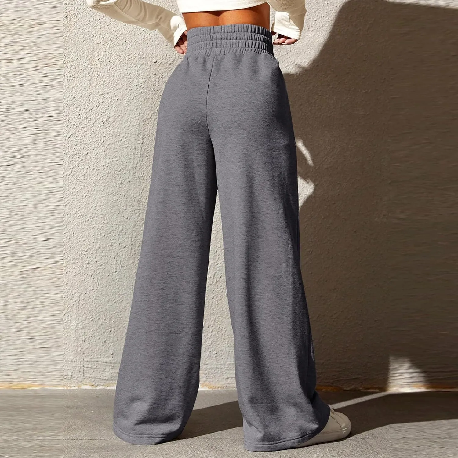Womens High Waisted Sweatpants Trendy Workout Active Joggers Pants Baggy Lounge Bottoms Drawstring Wide Leg Pants
