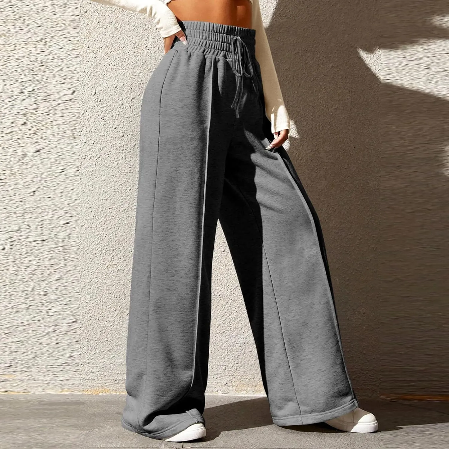 Womens High Waisted Sweatpants Trendy Workout Active Joggers Pants Baggy Lounge Bottoms Drawstring Wide Leg Pants