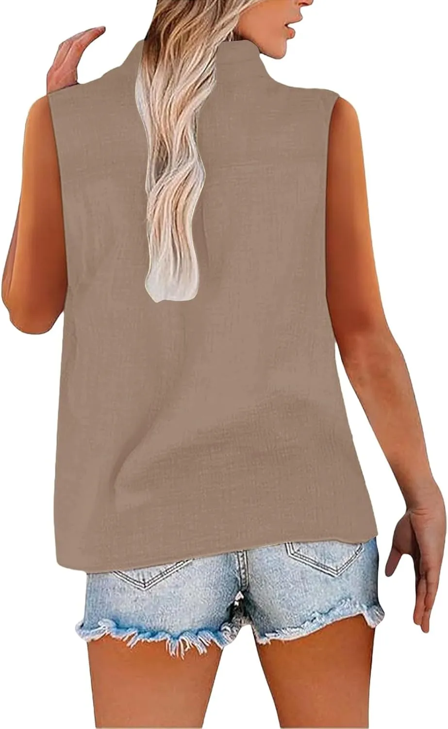 Womens Linen Tank Top 2025 Summer Casual Soft Loose V Neck Button Down Sleeveless Trendy Tee Shirts