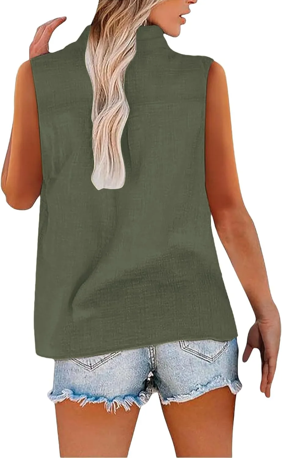 Womens Linen Tank Top 2025 Summer Casual Soft Loose V Neck Button Down Sleeveless Trendy Tee Shirts
