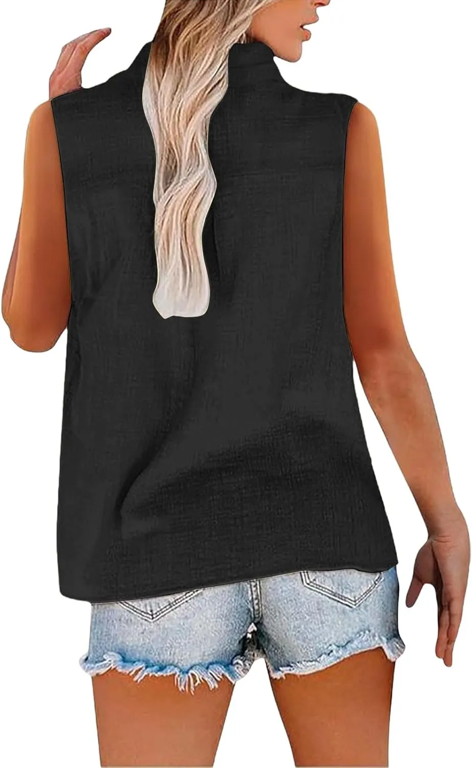 Womens Linen Tank Top 2025 Summer Casual Soft Loose V Neck Button Down Sleeveless Trendy Tee Shirts