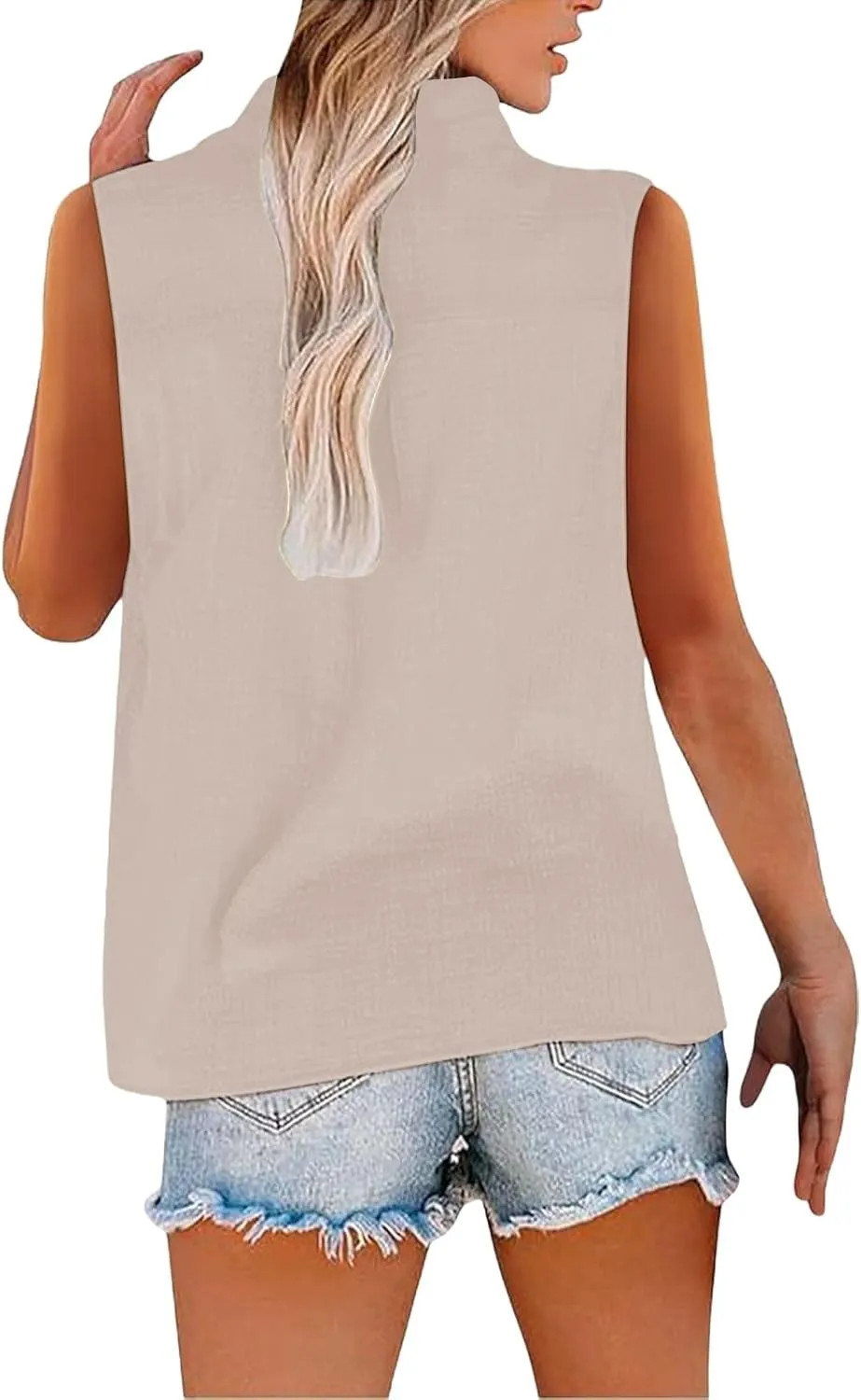 Womens Linen Tank Top 2025 Summer Casual Soft Loose V Neck Button Down Sleeveless Trendy Tee Shirts