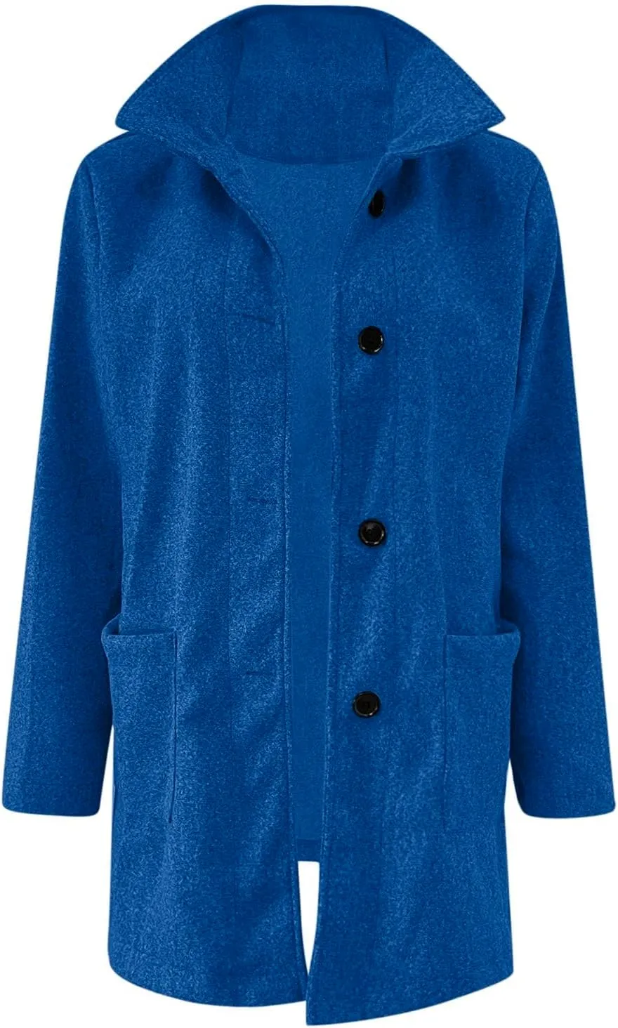 Women's Long Pea Coats Casual Stand Collar Wool Blend Coats Winter Soild Color Thicken Trench Coat Overcoat