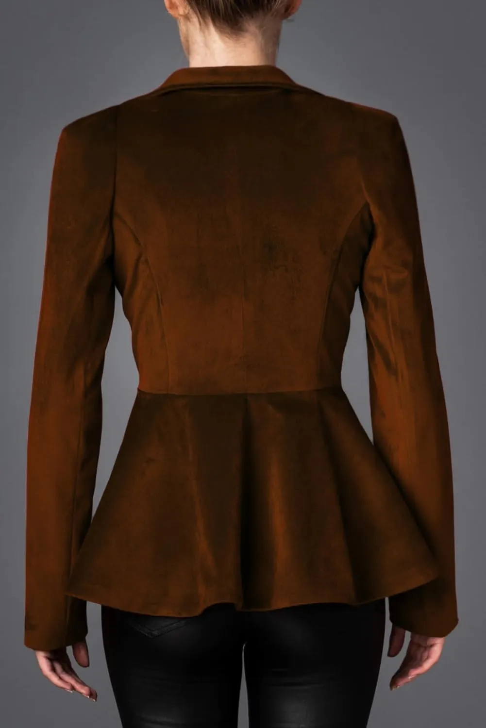 Women's Notched Lapel Vintage Office Button Front Velvet Blazer