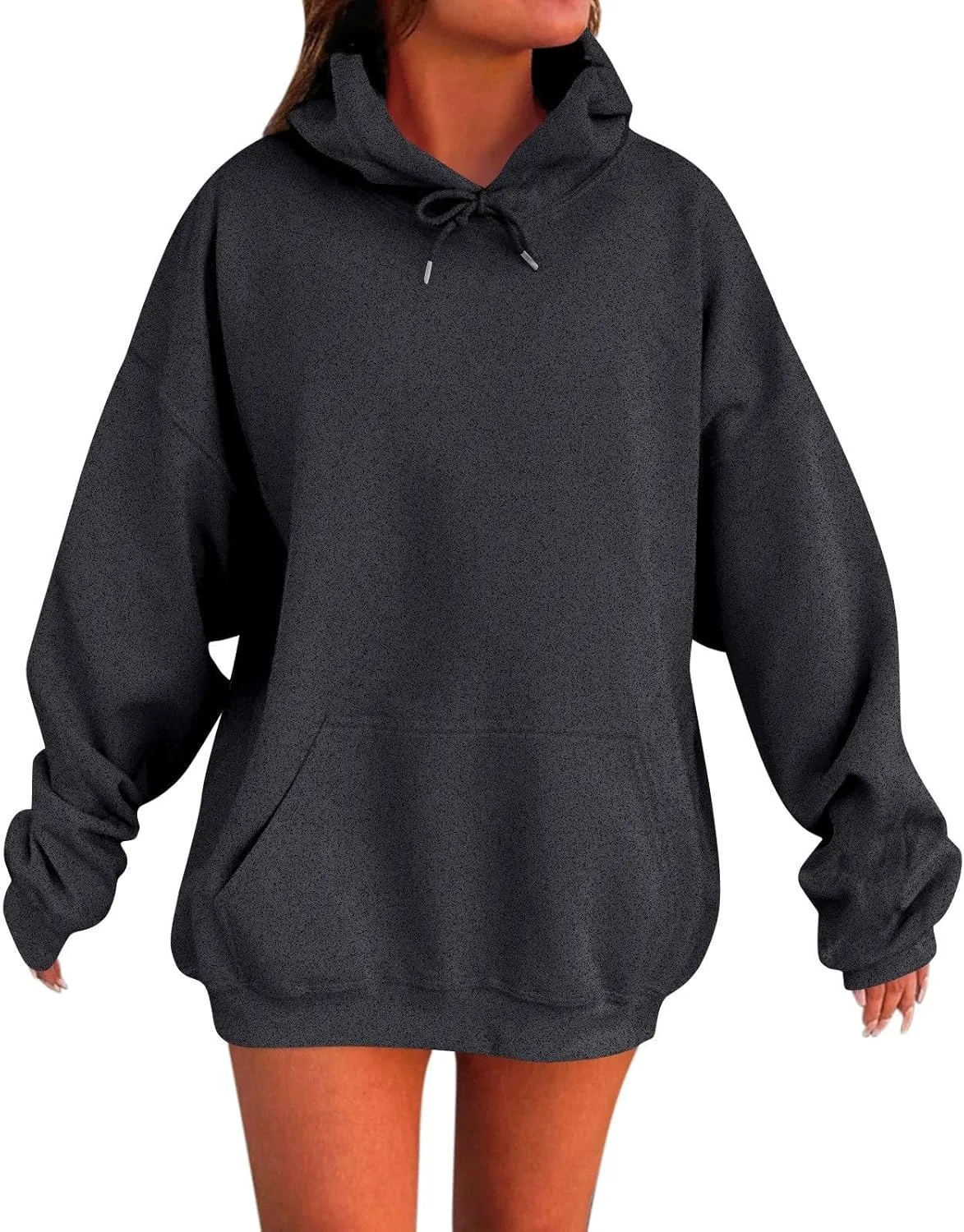 Womens Oversized Hoodies Casual Long Sleeve Sweatshirts Pullover Lightweight Soild Color Drawstring Sweatshirt Tops