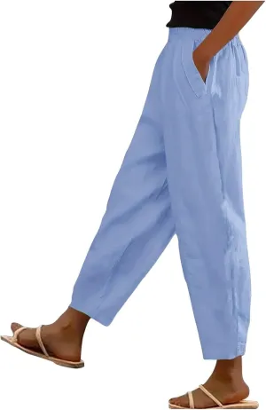 Women's Pants, Peasant Pants Casual Trendy Linen Straight Leg 2025 Teacher Women