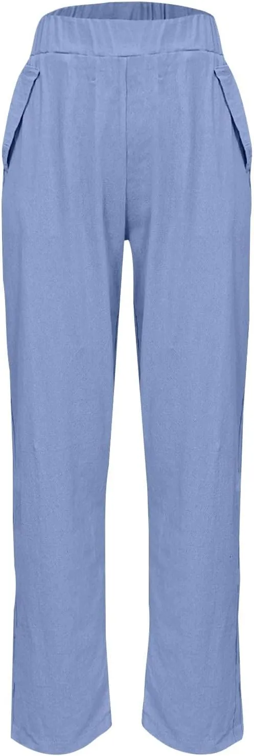 Women's Pants, Peasant Pants Casual Trendy Linen Straight Leg 2025 Teacher Women
