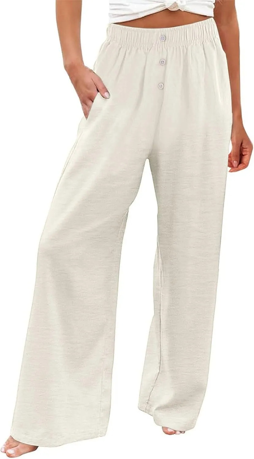 Women's Pants, Straight Leg High Waisted Wide Pants Summer Lightweight Sweatpants Baggy