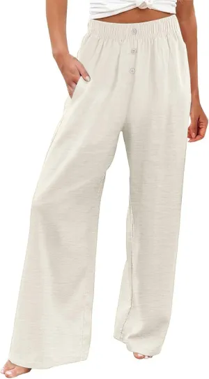 Women's Pants, Straight Leg High Waisted Wide Pants Summer Lightweight Sweatpants Baggy