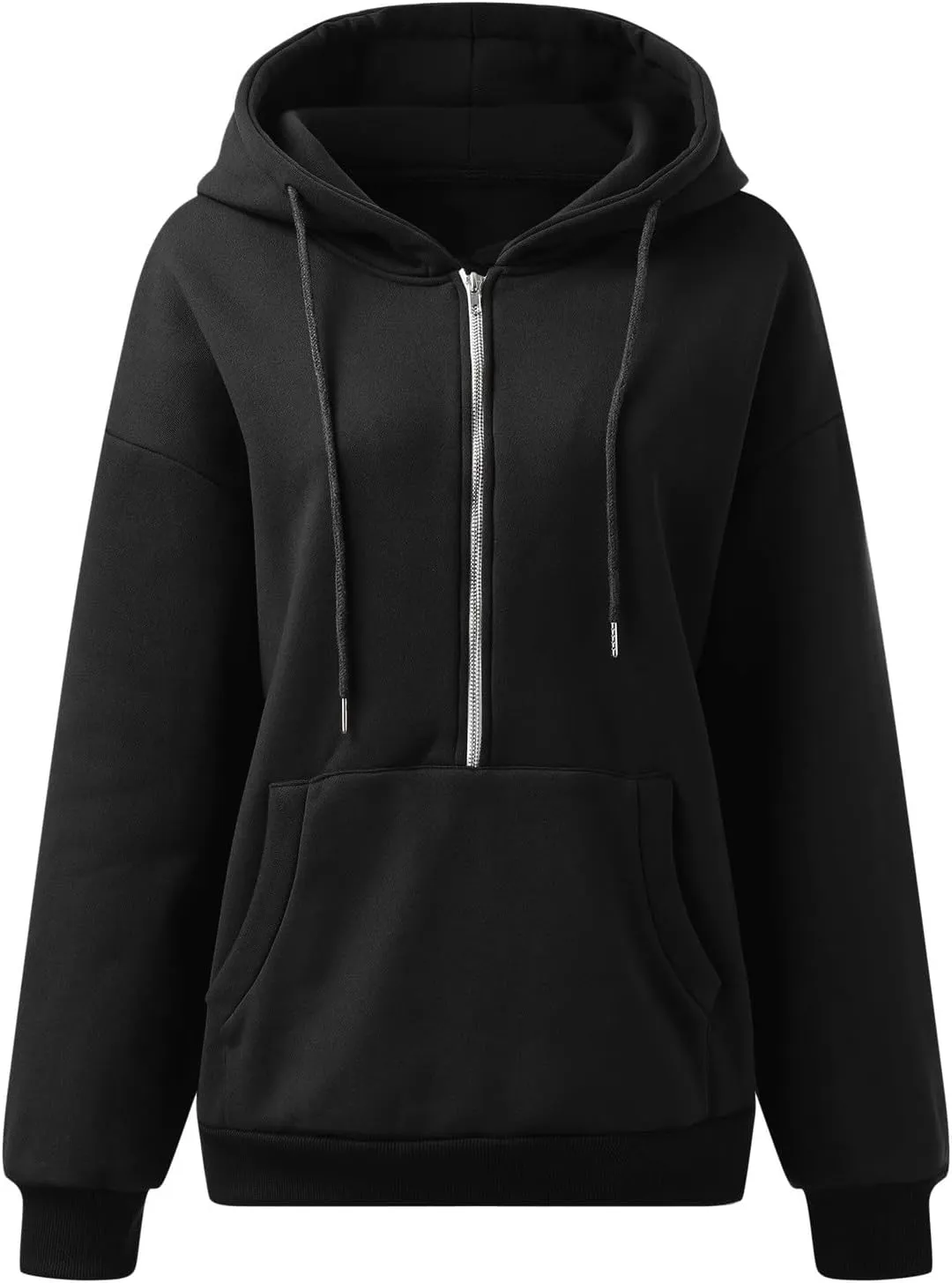 Womens Quarter Zip Pullover Long Sleeve Half Zip Hoodies Fleece Oversized Sweatshirt Fall Sweatshirts with Pockets