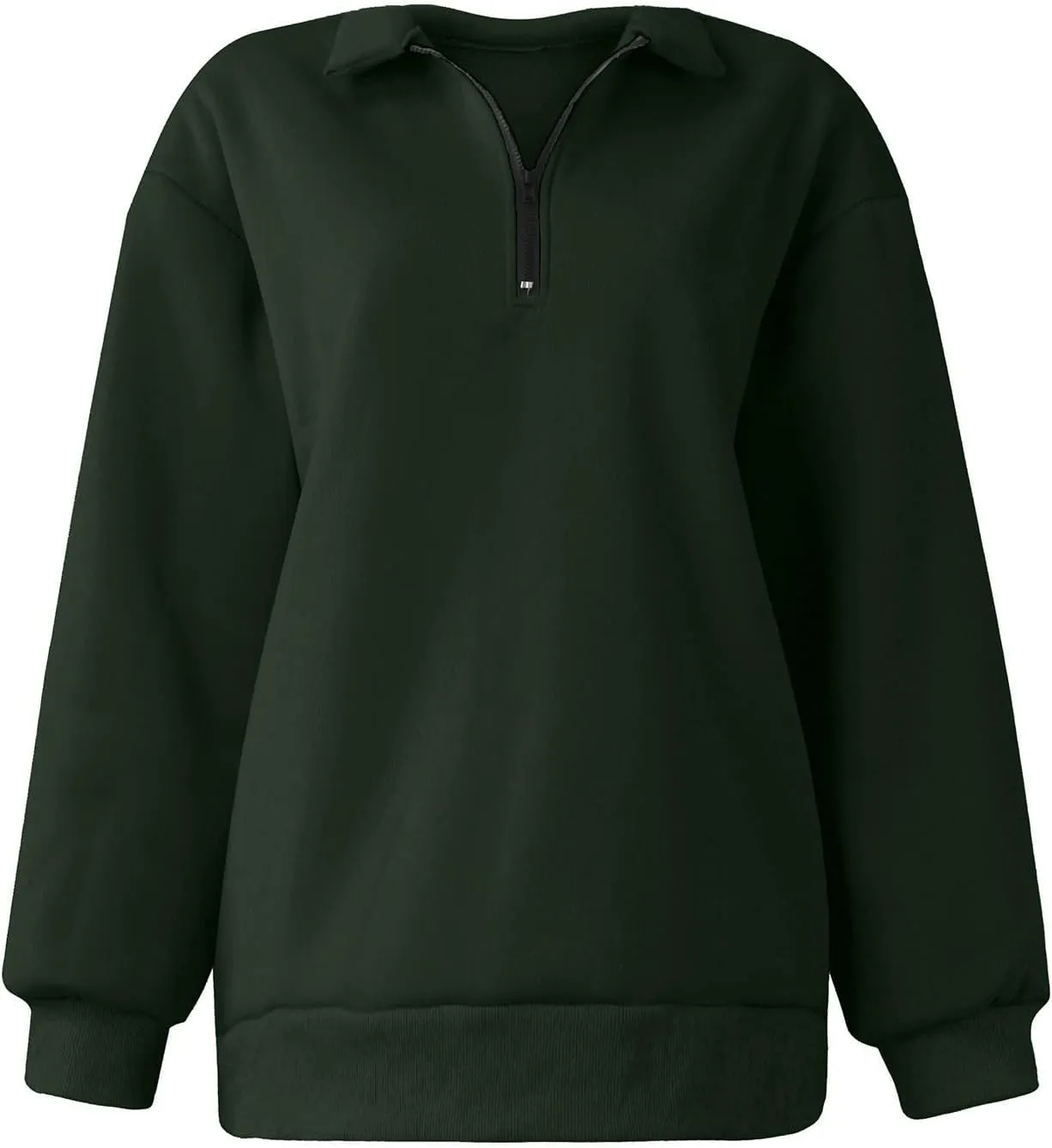 Womens Quarter Zip Pullover Loose Collared Oversized Sweatshirt Preppy Long Sleeve Fleece Hoodie Sweater for Teen Girl