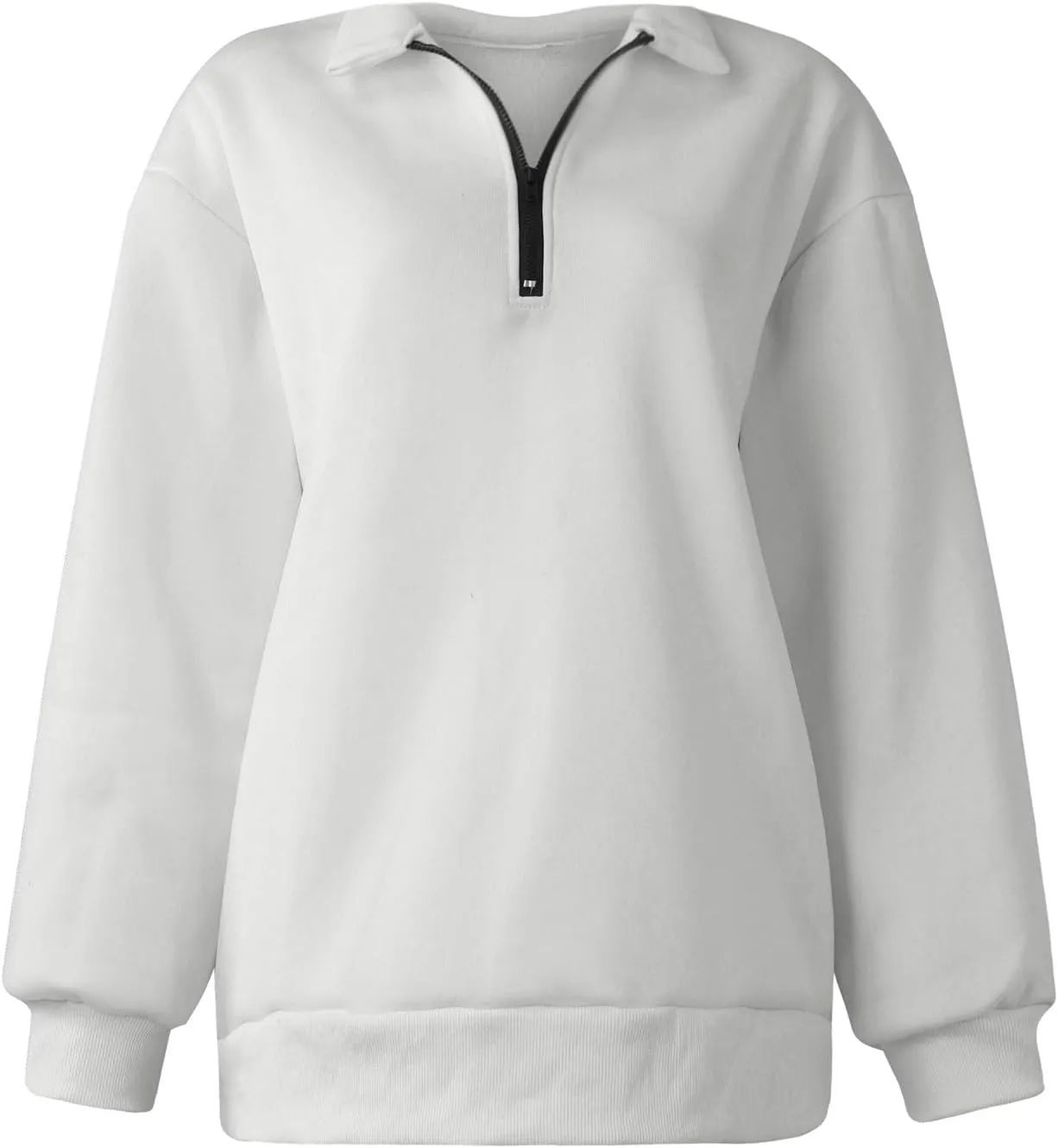Womens Quarter Zip Pullover Loose Collared Oversized Sweatshirt Preppy Long Sleeve Fleece Hoodie Sweater for Teen Girl