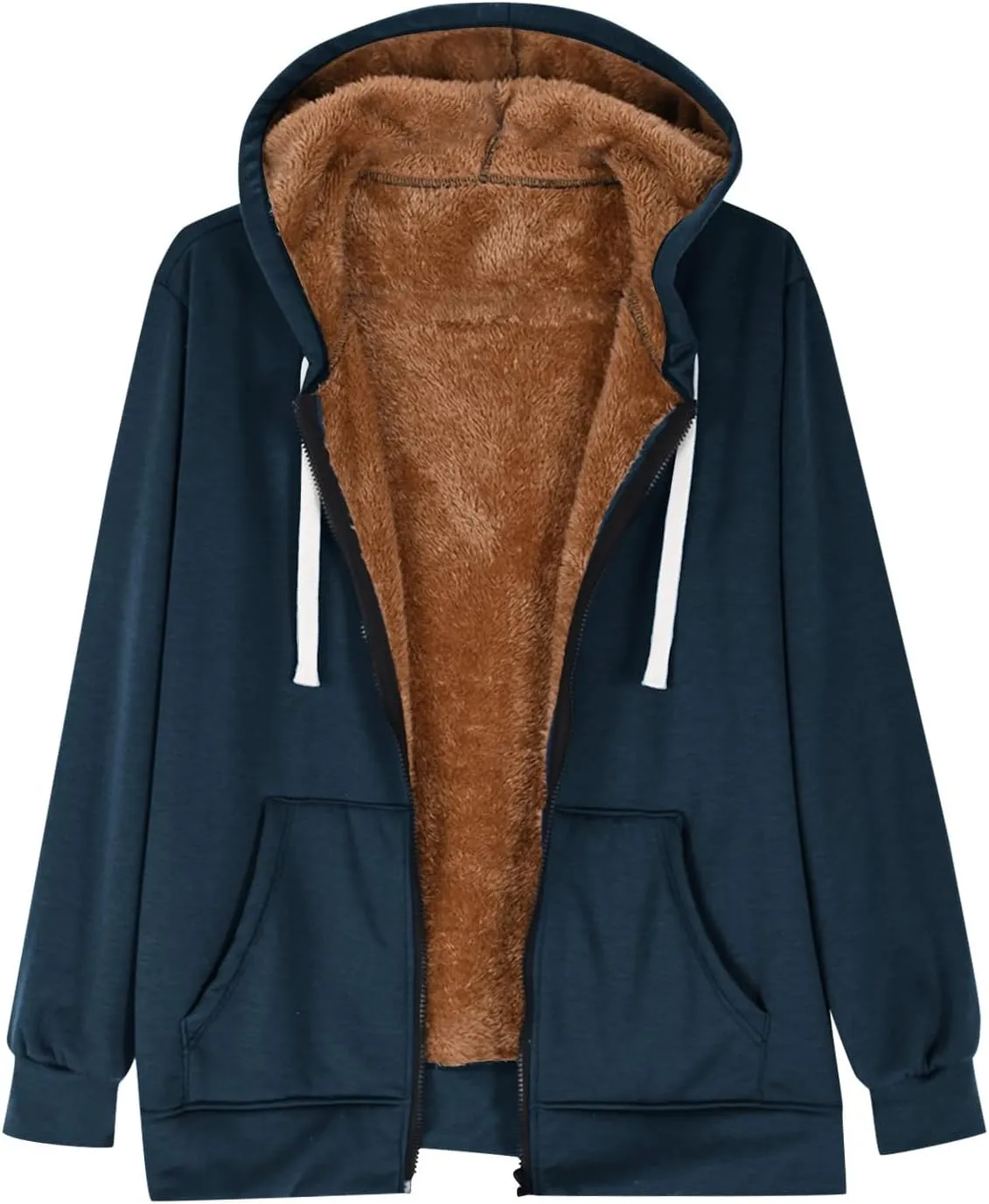 Womens Sherpa Hoodies Full Zip Up Casual Fleece Lined Jacket Coats Drawstring Thermal Winter Outerwear Fashion 2024